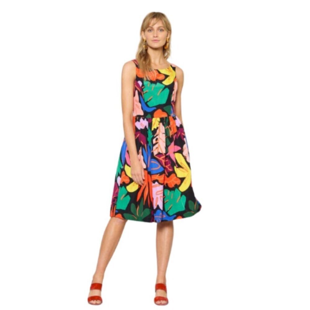 Gorman Womens 10 Floral Sleeveless Fit and Flare Frondsense Dress